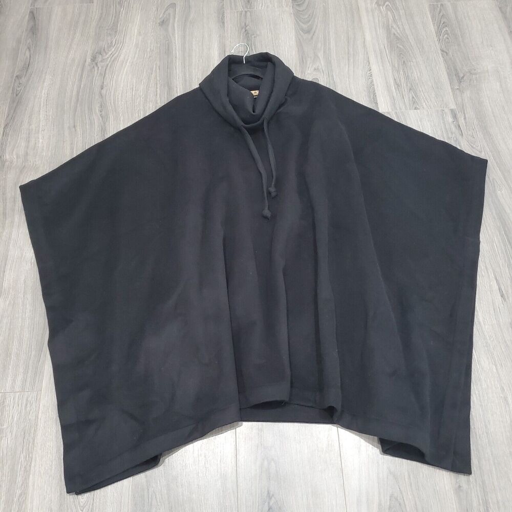 Shuka Poncho Wool Black Classic Whimsigoth Vampire Art Lagenlook Layer City